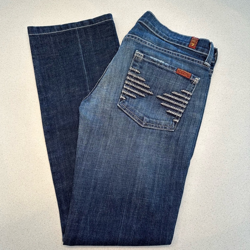 7 For All Mankind Colette Straight Leg Jeans Medium Blue Women’s Size 27